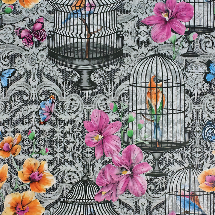 Matthew Williamson Orangery Charcoal-Pink-Orange-Cobalt W7141-01