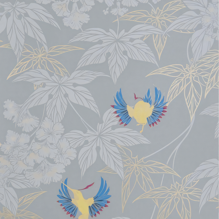 Osborne & Little Grove Garden Grey-Yellow-Cameo Blue W5603-09