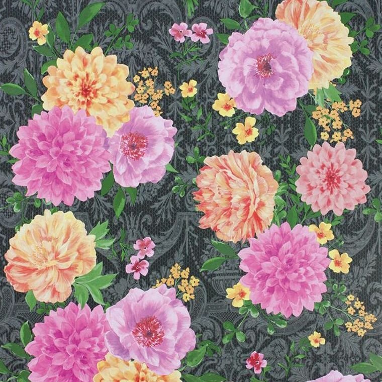 Matthew Williamson Duchess Garden Charcoal-Fuchsia-Saffron W7147-02