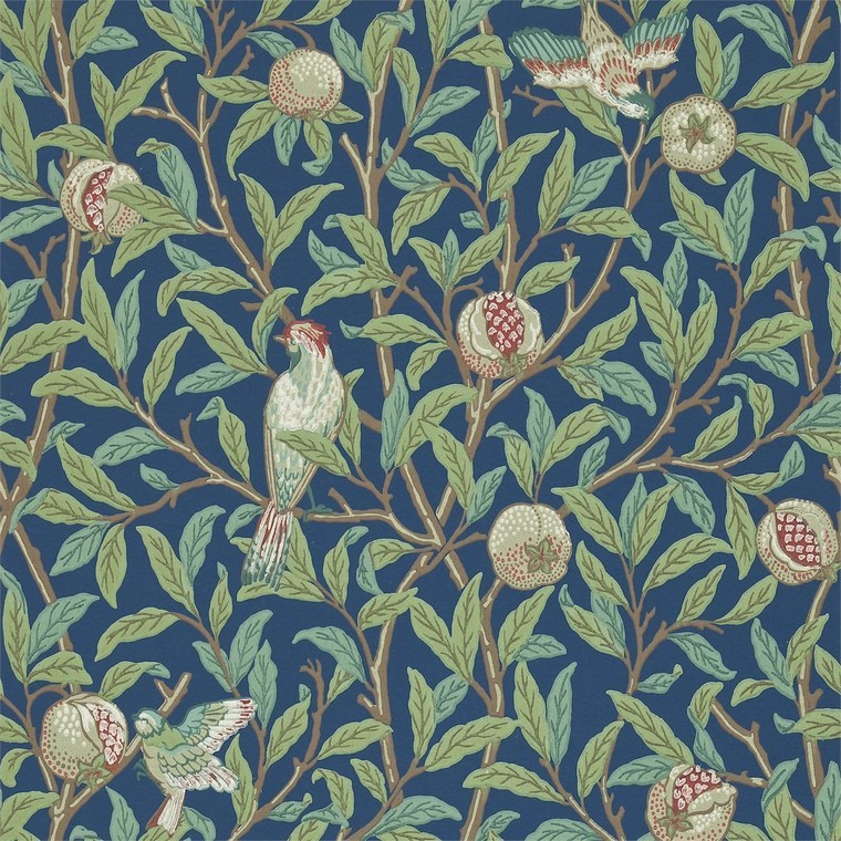 Morris & Co Bird & Pomegranate Blue-Sage 216454
