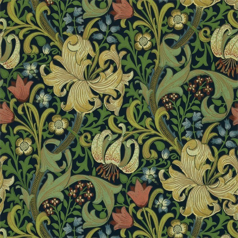 Morris & Co Golden Lily Indigo 210429