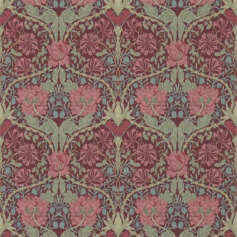 Morris & Co Honeysuckle & Tulip Burgundy-Sage 214703