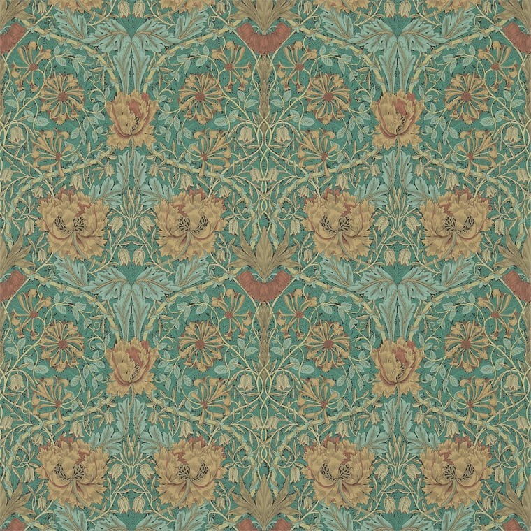 Morris & Co Honeysuckle & Tulip Emerald-Russet 214704