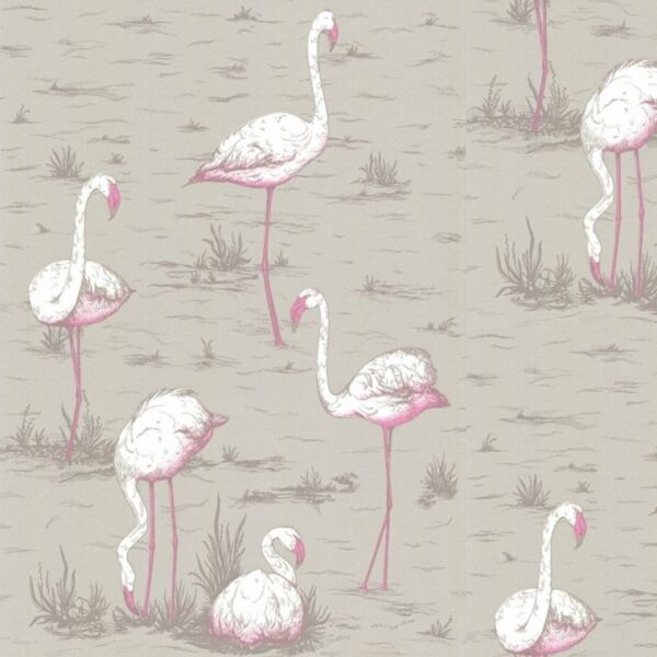 Cole & Son Flamingos White-Fuchsia-Taupe 66-6042